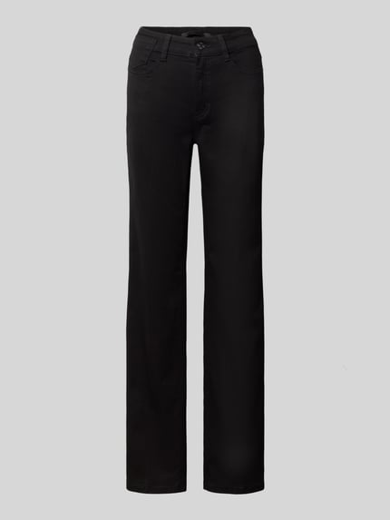 Produktfoto, schwarze Straight Fit Jeans mit ausgestelltem Bein Modell 'Laura' von MAC, Damen Straight Fit Jeans von MAC, glatte Oberfläche