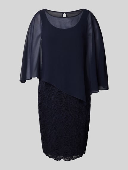 Vera Mont Knielange cocktailjurk in dubbele-laagjeslook Donkerblauw - 2