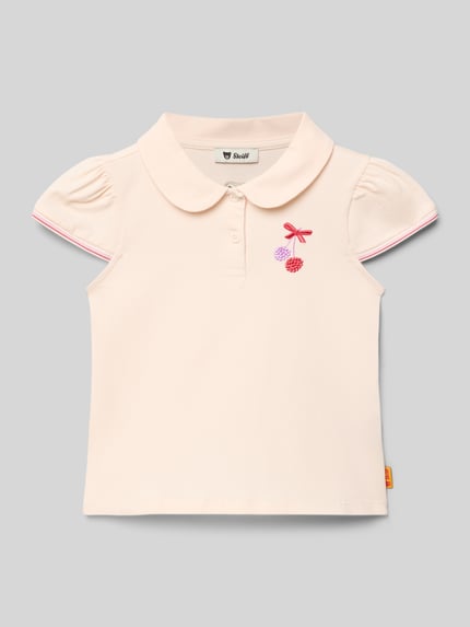 Steiff T-shirt met motiefstitching en polokraag Roze - 1