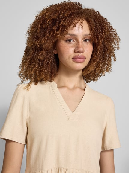 ONLY Comfort fit vrijetijdsjurk van mix van viscose en linnen, model 'TIRI-CARO' Beige - 3