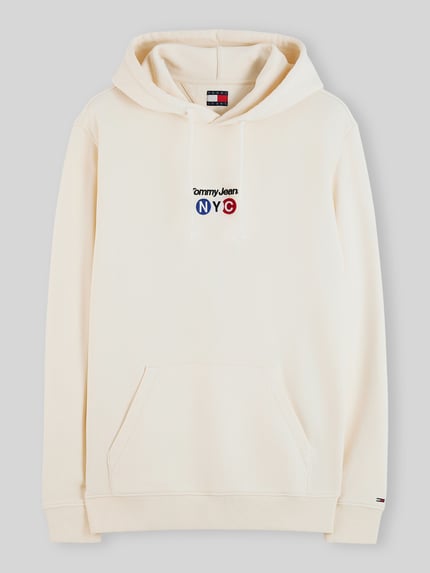 Tommy Jeans Relaxed Fit Hoodie aus reiner Baumwolle Offwhite 2
