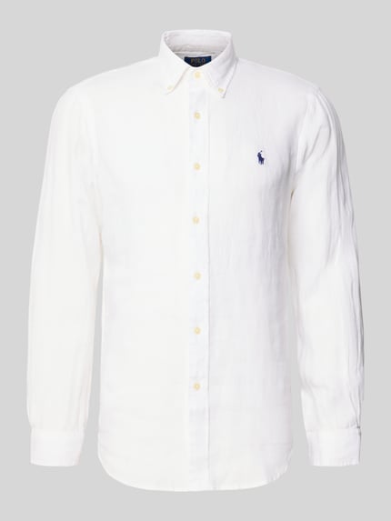 Produktfoto, Regular Fit Freizeithemd aus reinem Leinen von Polo Ralph Lauren in Weiß, unifarben, Button-Down-Kragen, einreihige Knopfleiste, feine Flammgarn-Textur