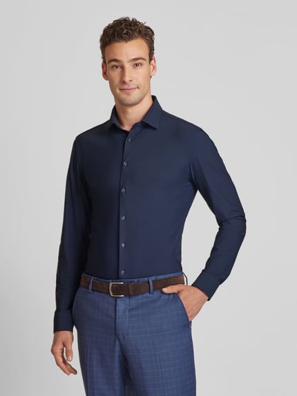 Jake*s Super slim fit zakelijk hemd met kentkraag Marineblauw - 4
