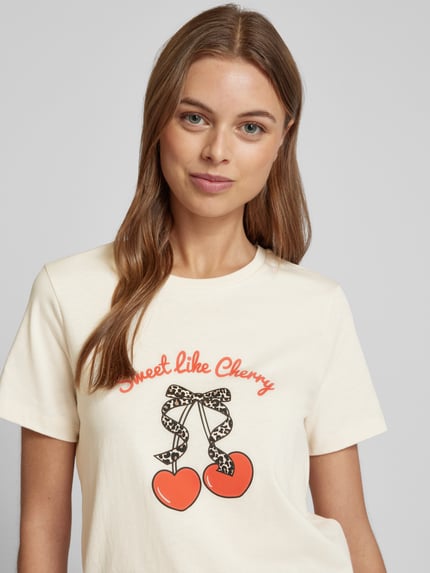 VERO MODA Regular Fit T-Shirt aus reiner Baumwolle Modell 'VANESSA' Offwhite 3