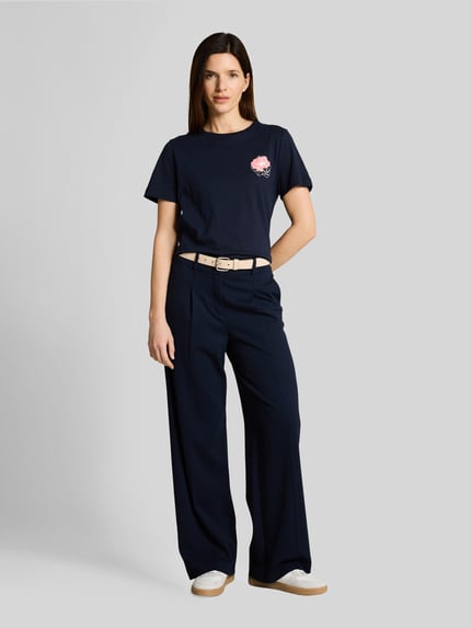 Tom Tailor t-shirt o kroju regular fit z czystej bawełny z nadrukiem z motywem Granatowy 1