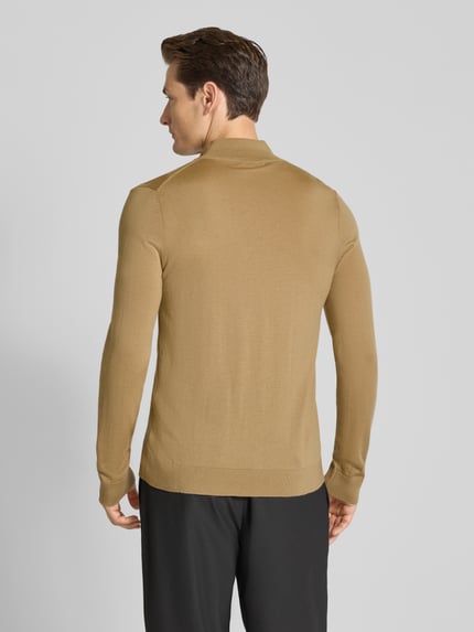 Selected Regular Fit Troyer aus reiner Merinowolle Modell 'TRAY' Beige 5