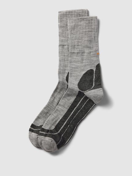 camano Socken mit Woll-Anteil im 2er-Pack Mittelgrau Melange 1