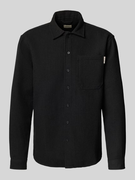 Redefined Rebel Regular fit overhemdjack met wol en labeldetail model 'Chen' Zwart - 2