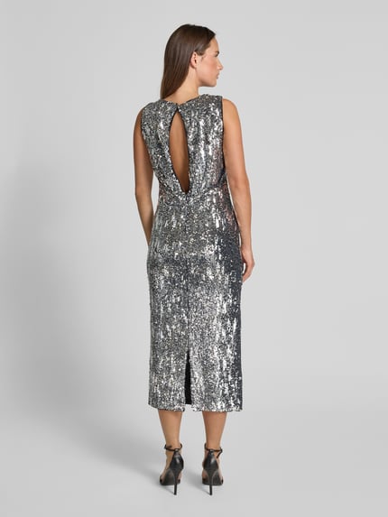 GUIDO MARIA KRETSCHMER WOMAN Midikleid mit V-Ausschnitt Modell 'Asya' Silber 5