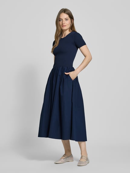 Staud Midikleid in Ripp-Optik Modell 'LAROQUETTE' Dunkelblau 1