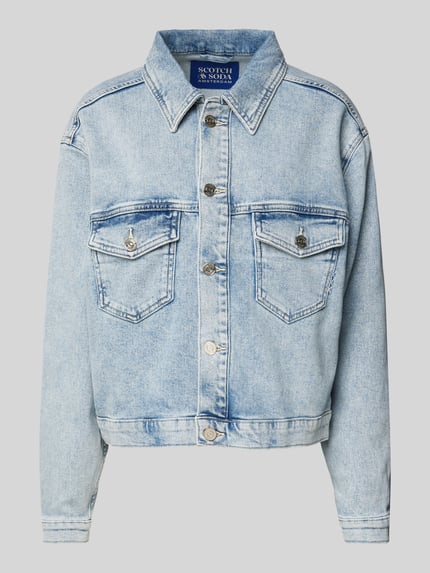 Scotch & Soda Jeansjack met paspelzakken op de borst Lichtblauw - 2