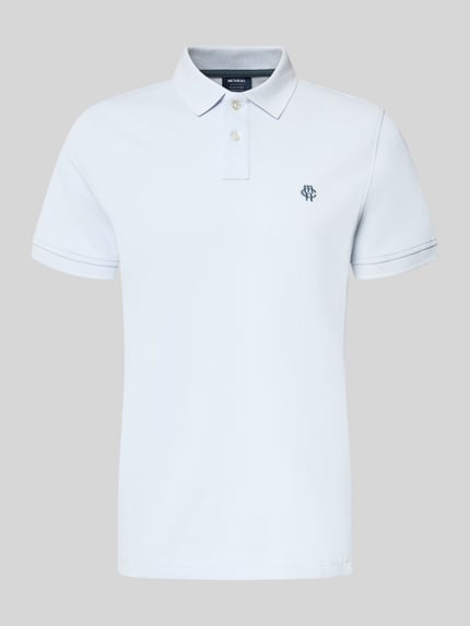 Produktfoto, Slim Fit Poloshirt mit Logo-Stitching von MCNEAL, biała bawełna, krój slim fit, polokrag, długość tyłu w rozmiarze M 70 cm
