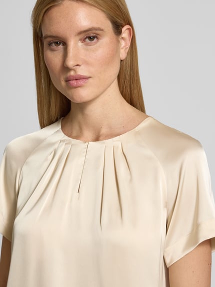 COMMA Relaxed Fit Bluse mit gelegten Falten Beige 3