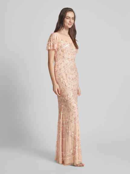 Adrianna Papell Abendkleid mit Pailletten- und Ziersteinbesatz Rose 1