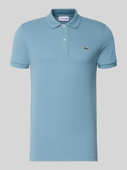 Produktfoto, Slim Fit Poloshirt aus reiner Baumwolle von Lacoste, jasnoniebieska koszulka polo, gładka faktura, jednolity kolor