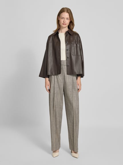 Marella Wide Fit Stoffhose aus Viskose-Mix mit Bundfalte Modell 'Massimo' Mittelgrau 1