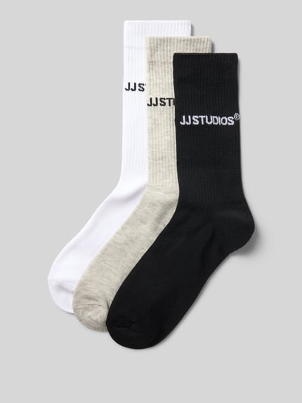 JACK & JONES Socken mit Label-Detail im 3er-Pack Hellgrau Melange 1