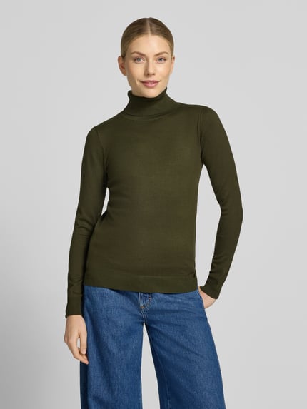 ICHI Slim Fit gebreide pullover van viscosemix model 'IHLULS' Kaki - 4