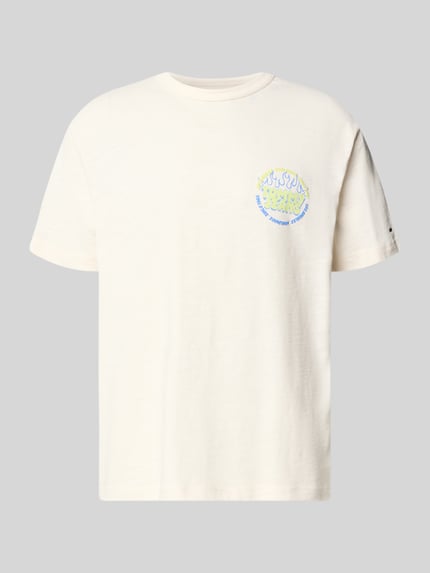 Produktfoto, Relaxed Fit T-Shirt aus reiner Baumwolle von Tommy Jeans, jednokolorowy, krój relaxed fit, nadruk z logo, okrągły dekolt, krótki rękaw, dżersej z bawełny