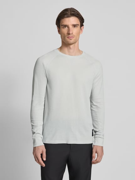 Tom Tailor Denim Regular Fit Langarmshirt mit Waffelstruktur Hellgrau 4