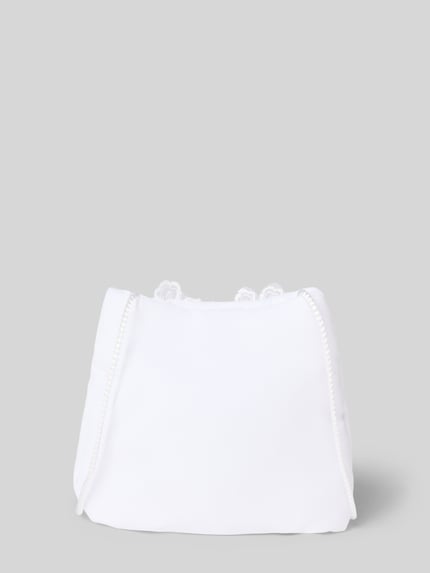 Produktfoto, Handtasche mit floralen Applikationen und Ziersteinbesatz von Weise, biała, z kwiatowymi aplikacjami, pasek 108 cm, 12x12x3 cm