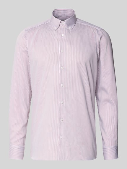 Produktfoto, Slim Fit Business-Hemd mit Button-Down-Kragen von OLYMP Level Five aus puur katoen, fijne verticale strepen, knoopsluiting, heren model