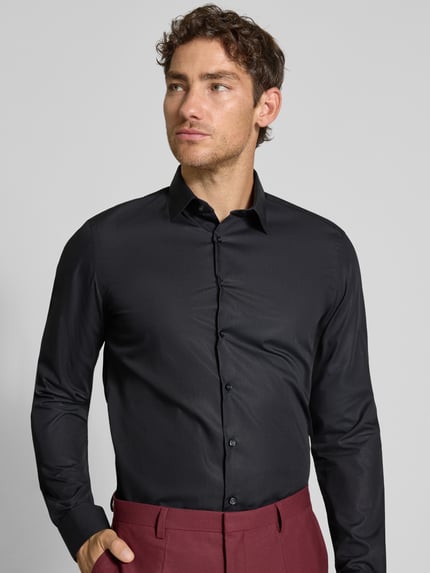 Jake*s Slim Fit Businesshemd aus Baumwolle mit Kentkragen Black 3