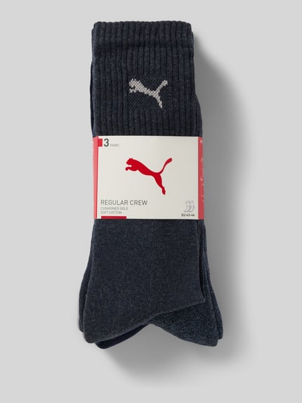 Produktfoto, Sportsocken im 3er-Pack van PUMA, effen kleuren, katoenmix met stretch, structuurpatroon, labelstitching, set van 3