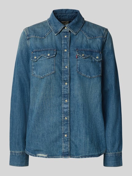 Produktfoto, Relaxed Fit Jeanshemd aus reiner katoen van Levi's® 300, blauwe denim met zichtbare stiksels, Dames Jeanshemd