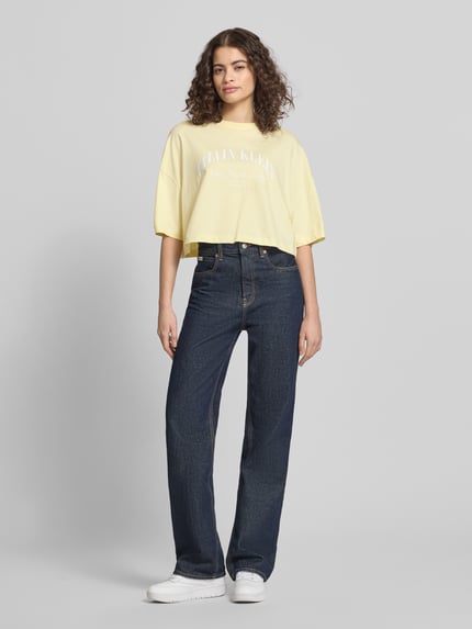 Calvin Klein Jeans Kort T-shirt met logoprint Lichtgeel - 1