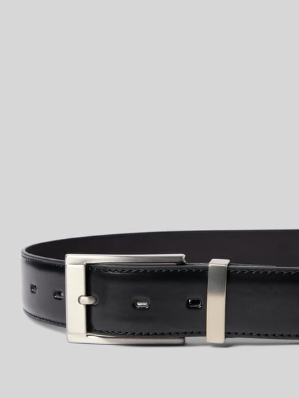 Productfoto, Monti Gürtel mit Dornschließe Modell 'GRAZ' van echt leder, zwart, klassieke pasvorm, labeldetail, breedte 125 cm
