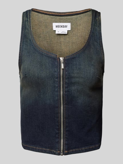Weekday Denim Tanktop mit Reißverschluss Modell 'Redondo' Jeansblau 2