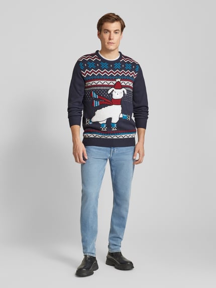 Montego Strickpullover mit Rundhalsausschnitt Marine 1