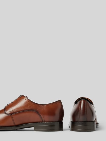 BOSS Leren derbyschoenen met labeldetails, model 'Tayil' Cognac - 2