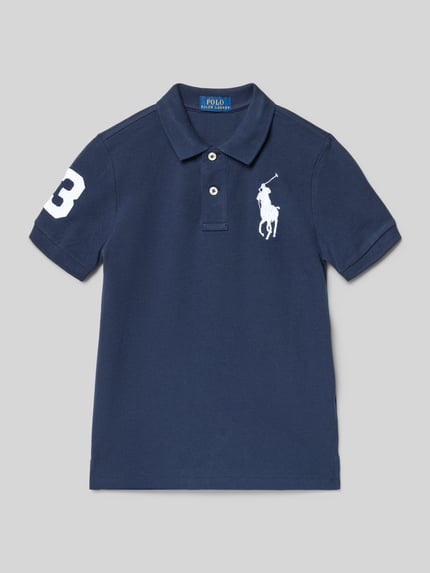 Productfoto, Regular Fit Poloshirt uit puur katoen van Polo Ralph Lauren Kids in effen kleuren met logostitching en motiefstitching, polokraag, 2-knoopsluiting, korte mouw, piqué-materiaalverwerking.
