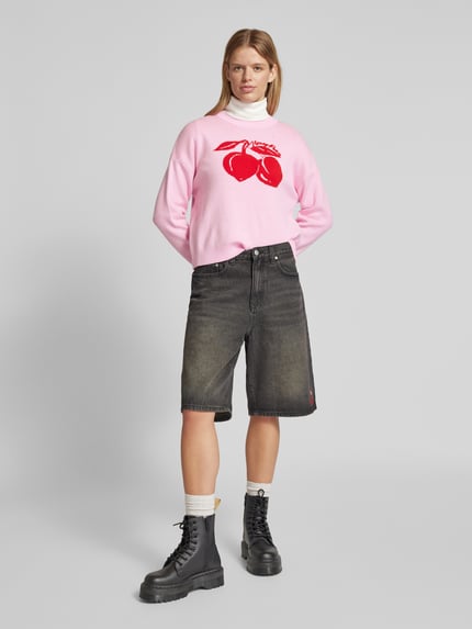 NOISY MAY® Strickpullover mit Motiv-Print Modell 'CERA' Rosa 1