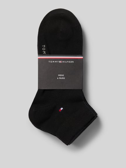 Produktfoto, schwarze Socken aus Baumwoll-MIx im 6er-Pack Modell 'QUARTER 6P' von Tommy Hilfiger, Herren Socken, glatte Struktur
