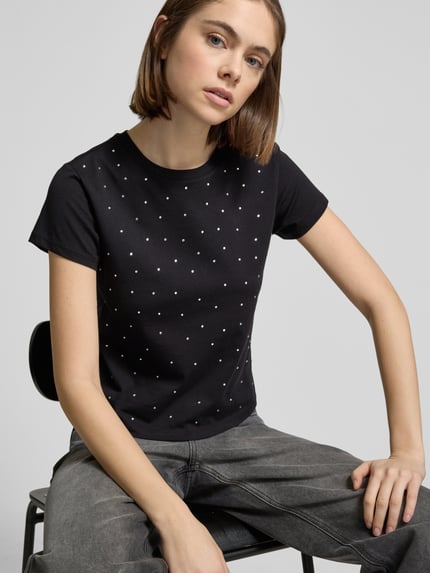 REVIEW T-shirt zdobiony kamieniami Czarny 3