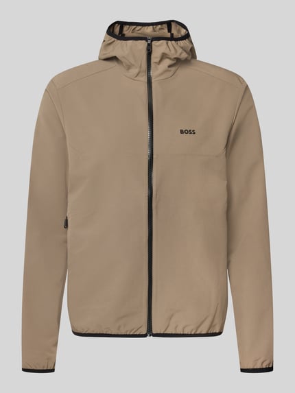 Produktfoto, beżowa kurtka treningowa z kapturem Regular Fit Trainingsjacke mit Kapuze model 'LW_COMMUTERPRO' od BOSS Green