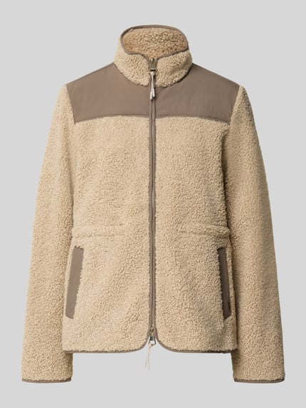 Produktfoto, Fleecejacke mit Zweiwege-Reißverschluss Modell 'Elisa Eli' von MOS MOSH in Beige, Struktur mit Stehkragen und Eingrifftaschen, Regular Fit