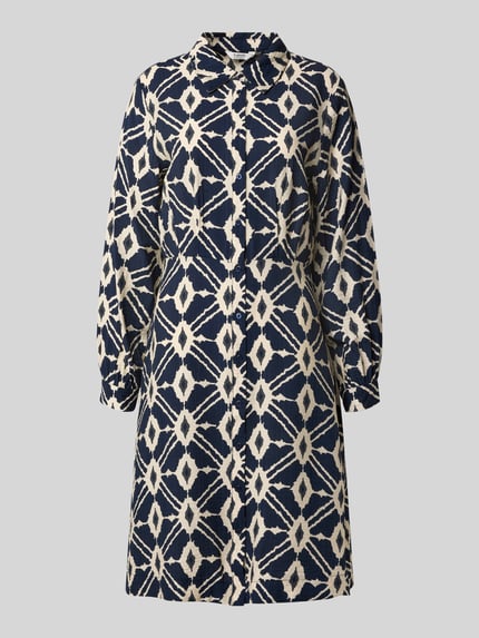 b.young Knielanges Kleid mit Knopfleiste Modell 'Kaia' Blau 2