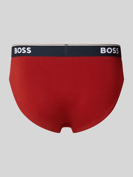 Produktfoto, czerwone figi z mieszanki bawełny Slip aus Baumwoll-Mix model 'Power' von BOSS, czarne elastyczne logo, Herren Slip von BOSS