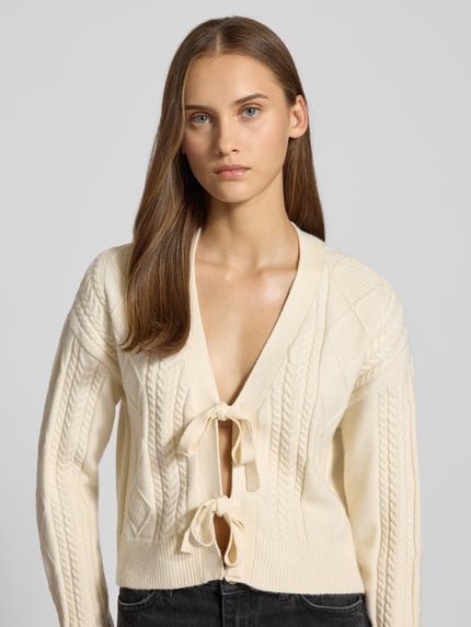 ONLY Regular Fit Strickjacke aus Viskose-Mix Modell 'FIA' Offwhite 3