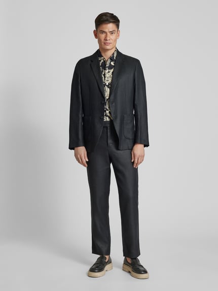 Selected Spodnie do garnituru o kroju slim fit zapinane na guzik i zamek błyskawiczny model ‘KONTOS’ Czarny 1