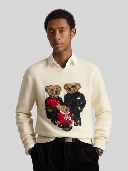 Polo Ralph Lauren Pullover aus Wolle Kaschmir mit Bärenmotiv Offwhite 4