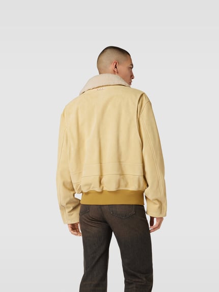 Marni kurtka skórzana o kroju oversized z kołnierzem z połami Beżowy 5