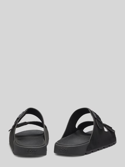 BOSS Sandalen met twee riempjes en all-over logodetails BLACK - 3