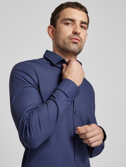 OLYMP No. Six Super Slim Fit businesshemd van twill met stretch-aandeel Marineblauw - 3
