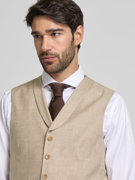 CG – CLUB of GENTS Regular Fit Weste mit Schurwoll- und Leinen-Anteil Modell 'Paddy' Sand 3