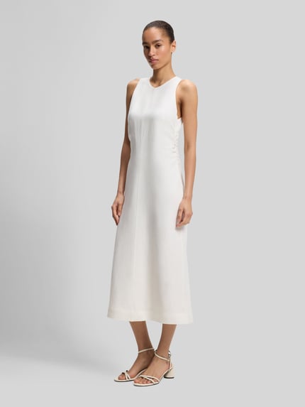 BOSS Orange A-Linien Midikleid aus Leinen-Viskose-Mix Modell 'DELINNA' Offwhite 4